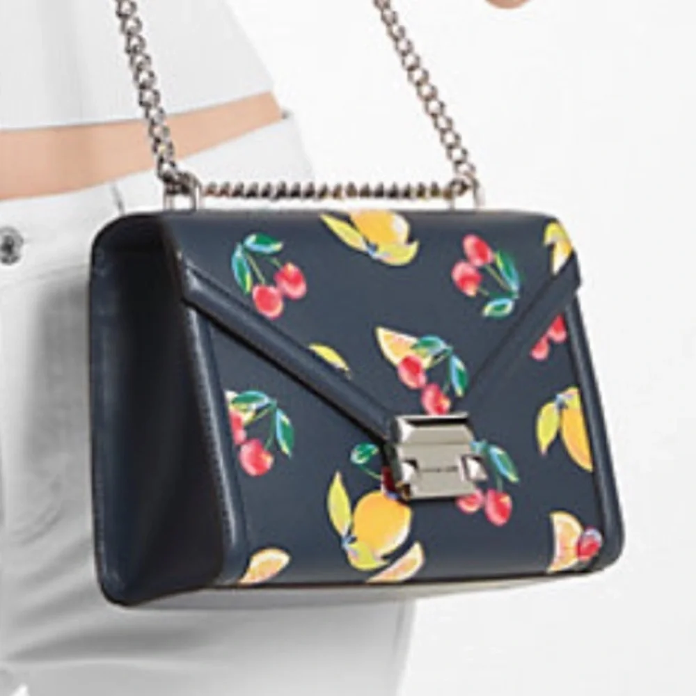 Michael Kors Whitney Medium Sequined Fruit Print Shoulder Bag Crossbody